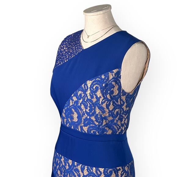 BCBGMAXAZRIA Dalia Dress Asymmetric Lace Cocktail Coquette Creative Party Blue - Picture 4 of 14